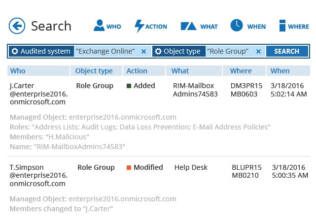 Easily search through file system audit data to investigate incidents
