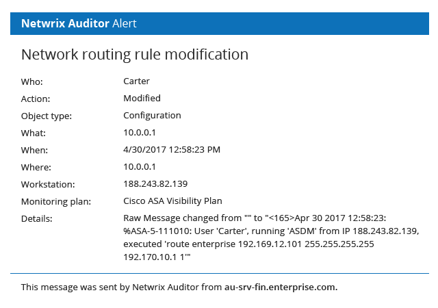 Has someone just changed a routing rule? 