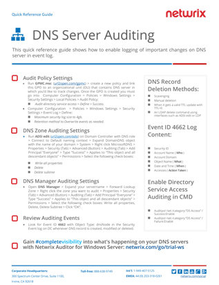 DNS Server Auditing Quick Reference Guide PDF cover