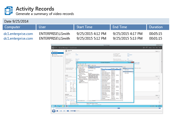 Keep tabs on privileged users with user activity video recording