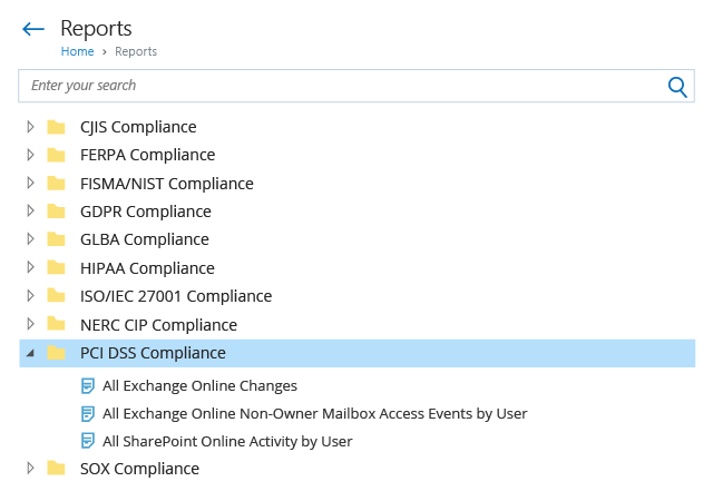 Office 365 PCI DSS Compliance Reports List