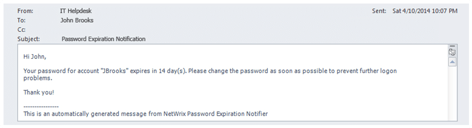 Outil Netwrix Password Expiration Notifier screenshot 1