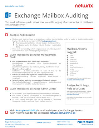 Exchange Mailbox Auditing Quick Reference Guide PDF cover
