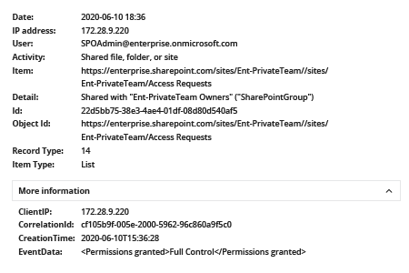 Privilege Escalation Auditing in MS Teams and SharePoint Online - Native Auditing Details