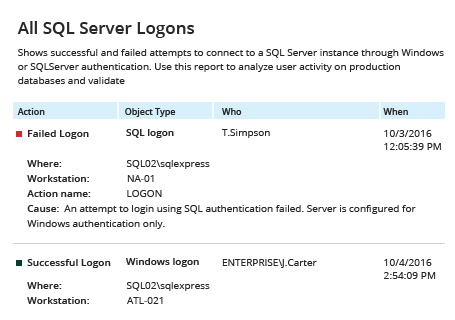 Report - SQL Server Logon Trigger