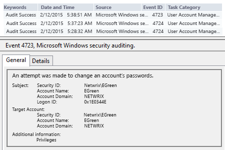 Event viewer and search Security log for event id’s