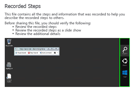 PSR.exe Recorded Steps